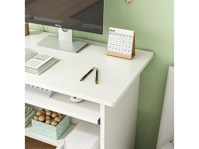 Bureau blanc pour adolescents avec tiroir et étagères moderne pour ordinateur loft table basses