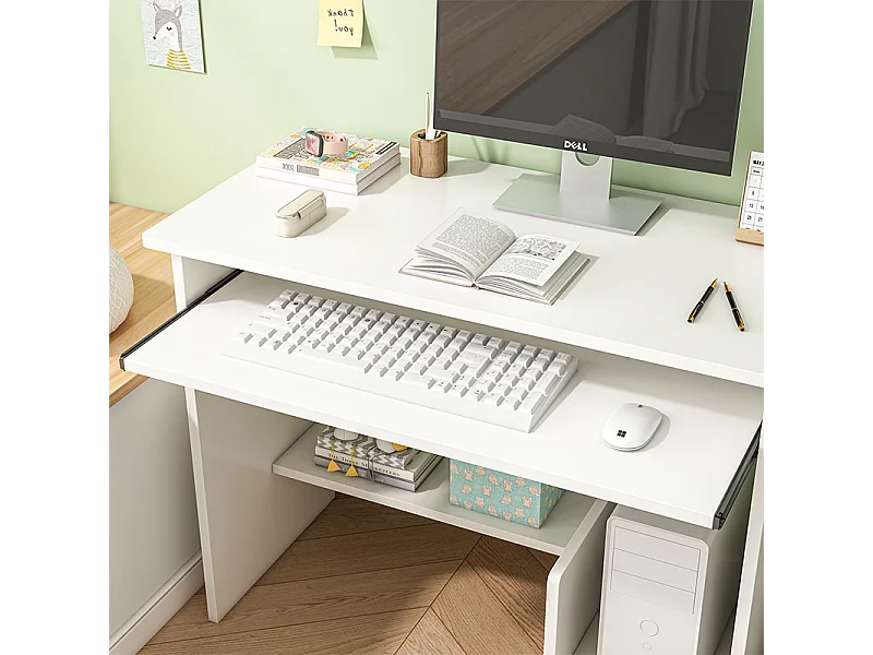 Bureau blanc pour adolescents avec tiroir et étagères moderne pour ordinateur loft table basses
