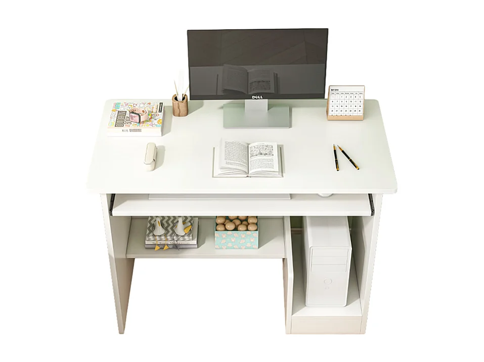 Bureau blanc pour adolescents avec tiroir et étagères moderne pour ordinateur loft table basses