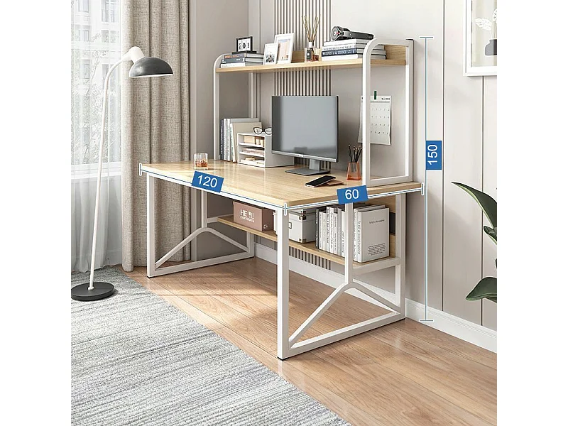 Biurko komputerowe jasny dąb laptop stolik gamingowe nowoczesne 120 cm