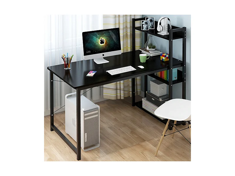 Biurko komputerowe stolik czarne biurko młodzieżowe z regałem półkami