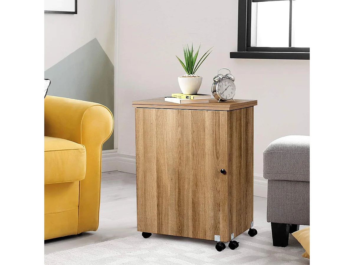 Faltbarer Nähtisch Rollende Bastelstation mit Ablagefach 3 versteckte Behälter Mobiler Nähtisch 118,5 x 40 x 79,5 cm Natur