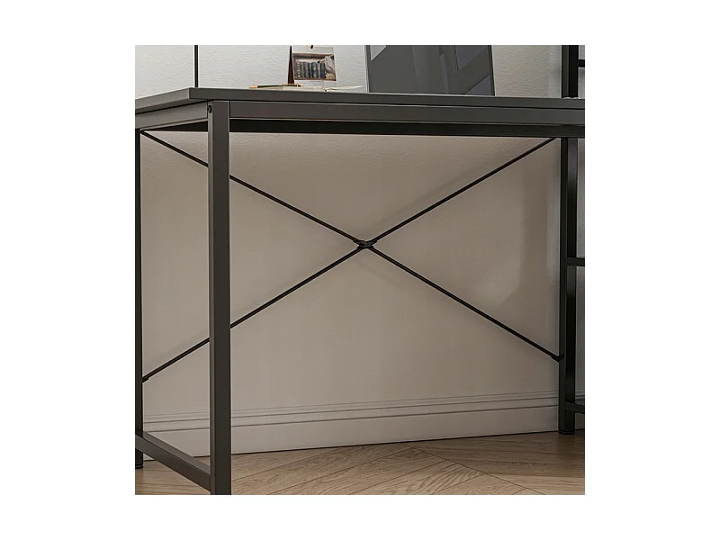 Biurko komputerowe stolik czarne industrialne z regałem półkami 120 cm