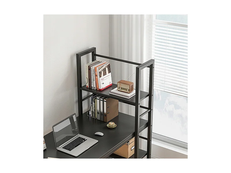 Biurko komputerowe stolik czarne industrialne z regałem półkami 120 cm