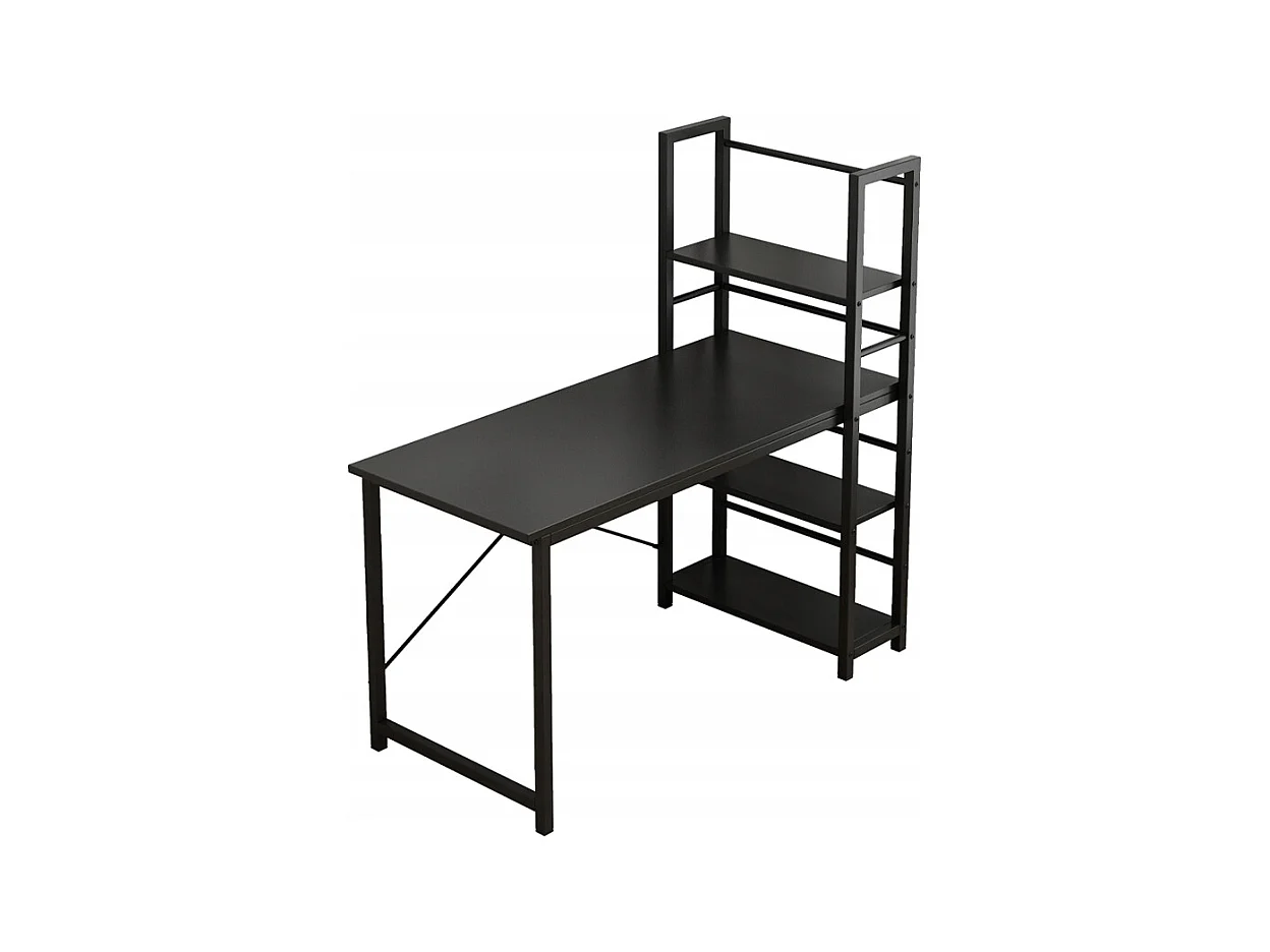 Biurko komputerowe stolik czarne industrialne z regałem półkami 120 cm