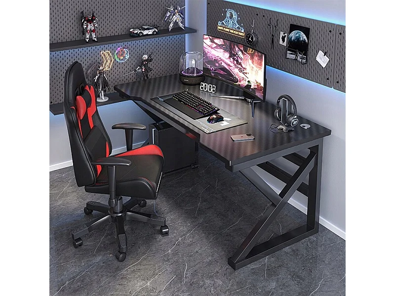 Biurko gamingowe komputerowe czarne carbon nowoczesne dla gracza loft 120 cm