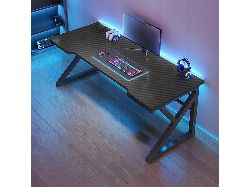 Biurko gamingowe komputerowe czarne carbon nowoczesne dla gracza loft 120 cm