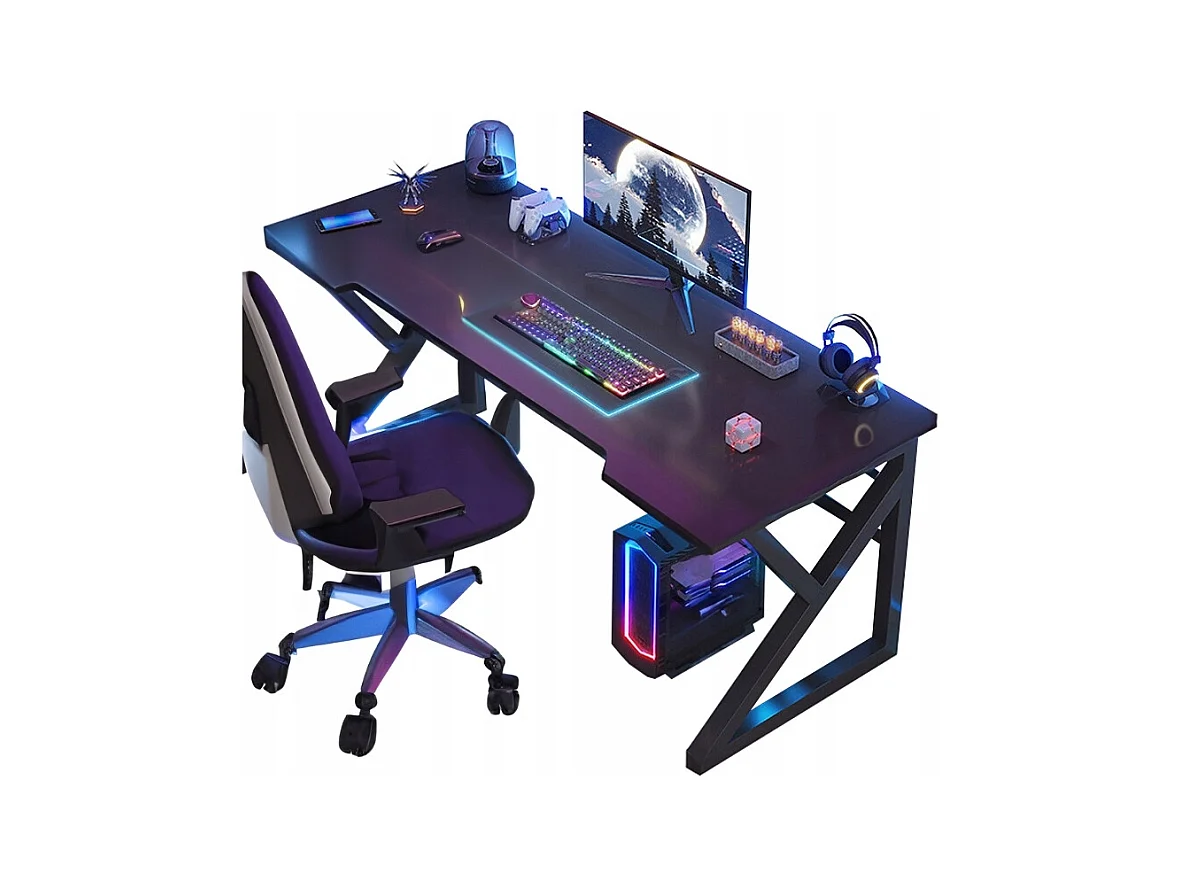 Biurko gamingowe stół gamingowy dla gracza komputerowe czarne duże loft