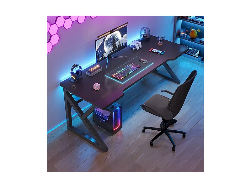 Biurko gamingowe stół gamingowy dla gracza komputerowe czarne duże loft