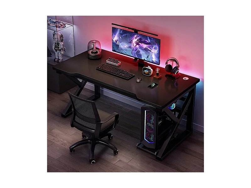 Biurko gamingowe stół gamingowy dla gracza komputerowe czarne duże loft