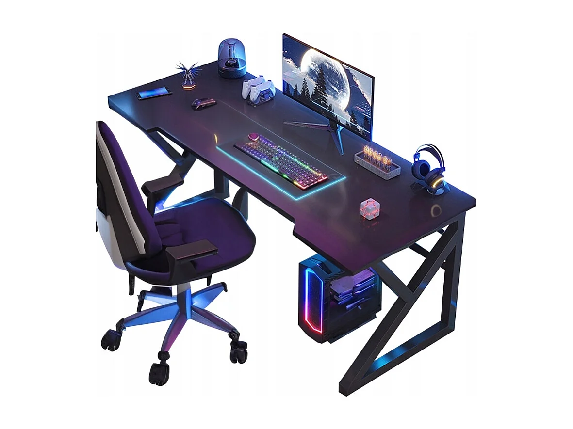 Biurko gamingowe stół gamingowy dla gracza komputerowe czarne duże loft