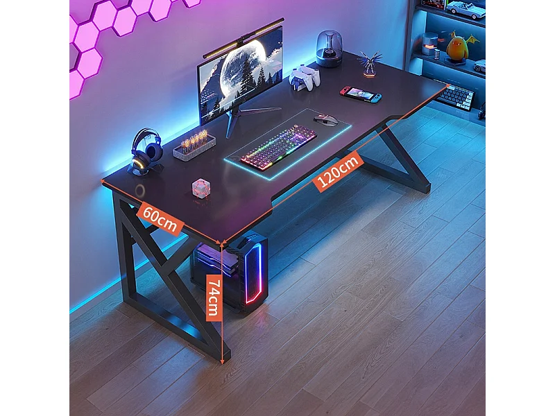 Biurko gamingowe stół gamingowy dla gracza komputerowe czarne duże loft