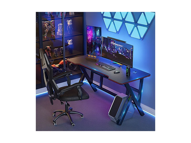 BUREAU GAMING TABLE POUR JOUEUR INFORMATIQUE NOIR GRAND MODERNE LOFT
