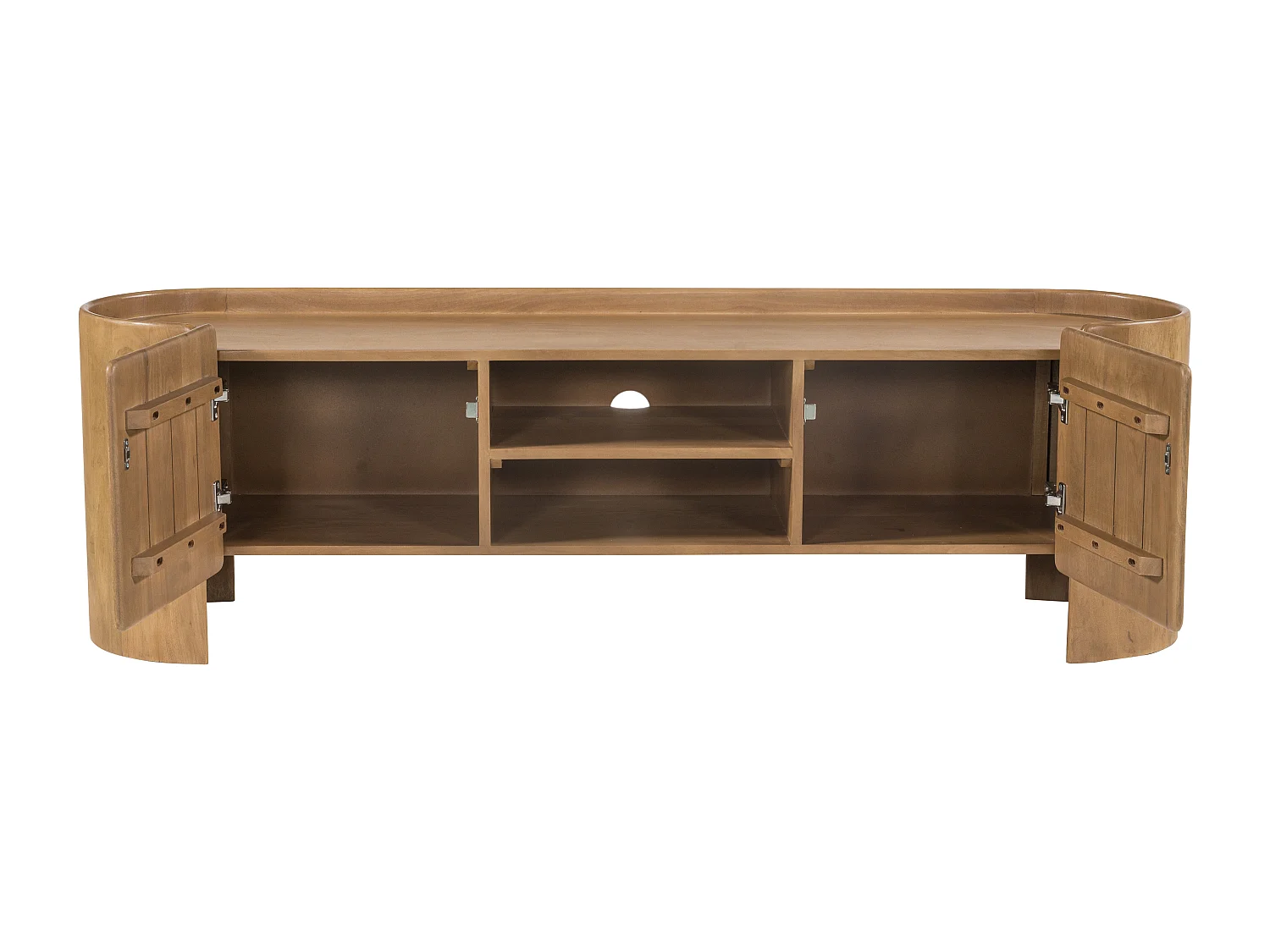 Meuble TV avec 2 portes et 2 niches en bois de manguier - Naturel - ISLARA