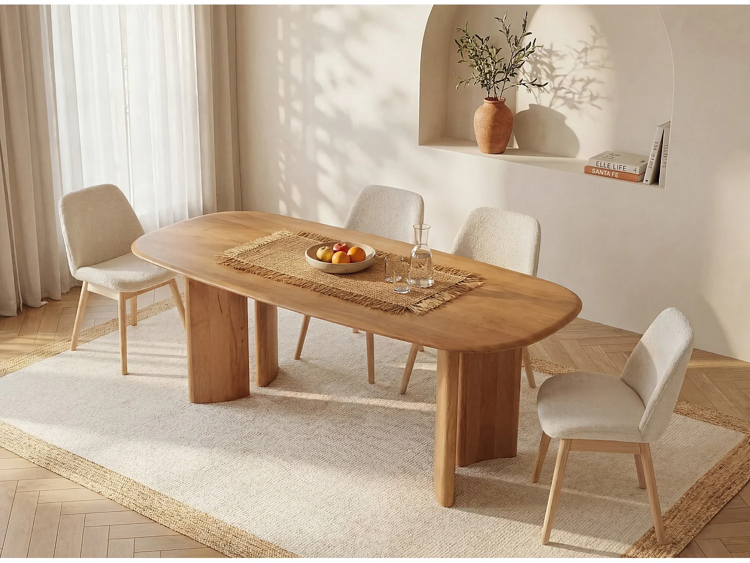 Table à manger 8 personnes en bois de manguier - Naturel - ISLARA