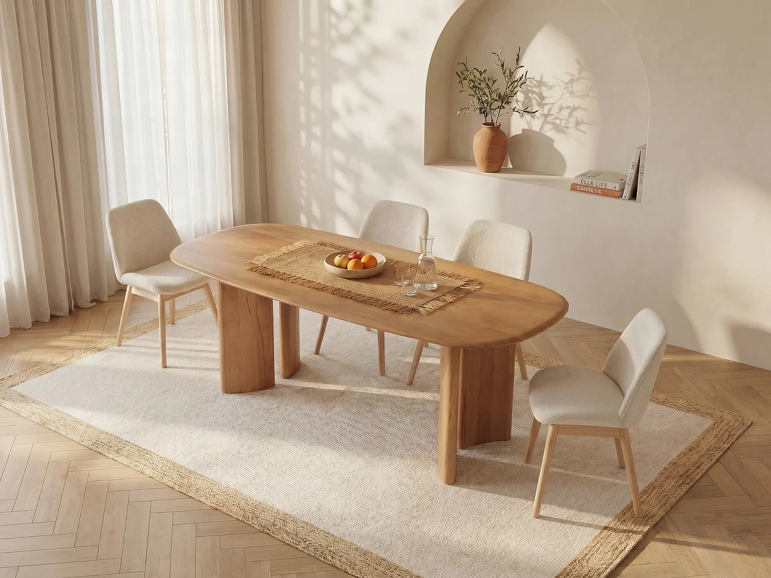 Mesa de jantar para 8 pessoas em madeira de mangueira - Natural - ISLARA