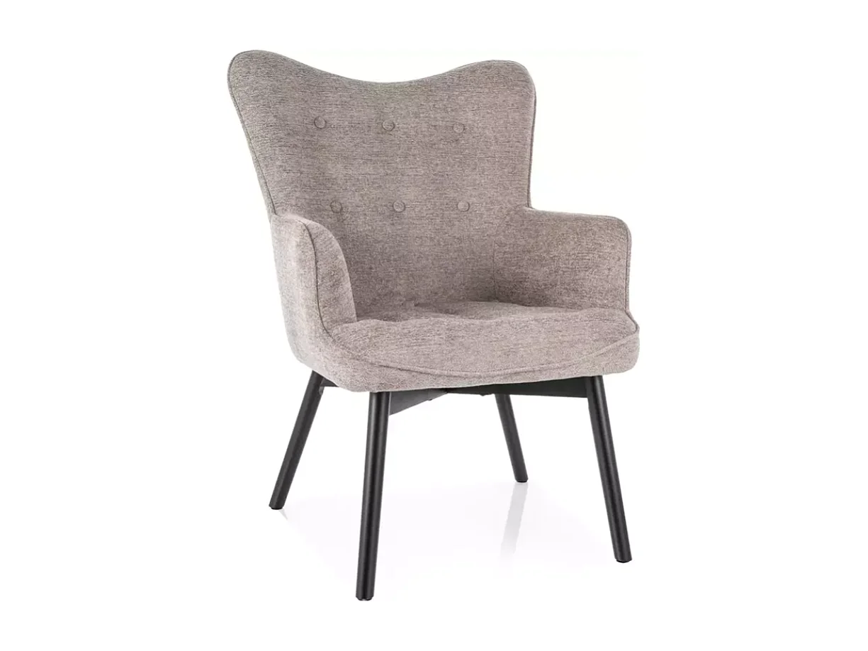 Chaise SALYNE en tissu beige et pieds bois noir mat design