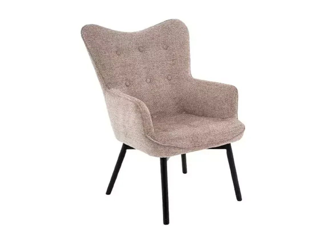 Chaise SALYNE en tissu beige et pieds bois noir mat design