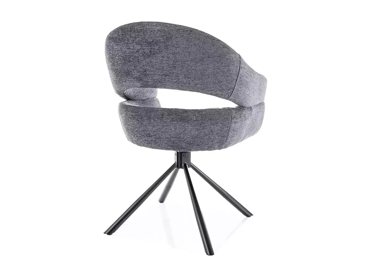 Chaise pivotante en tissu doux gris foncé avec accoudoirs design, rotation 180° MASEE