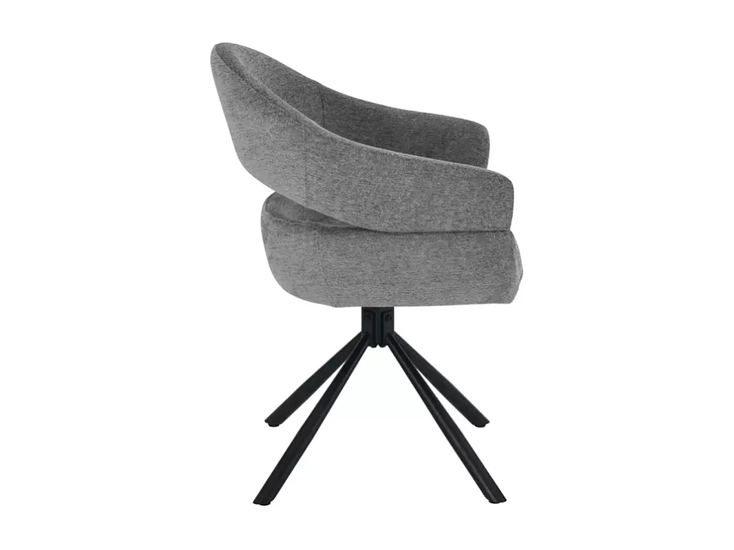 Chaise pivotante en tissu doux gris foncé avec accoudoirs design, rotation 180° MASEE