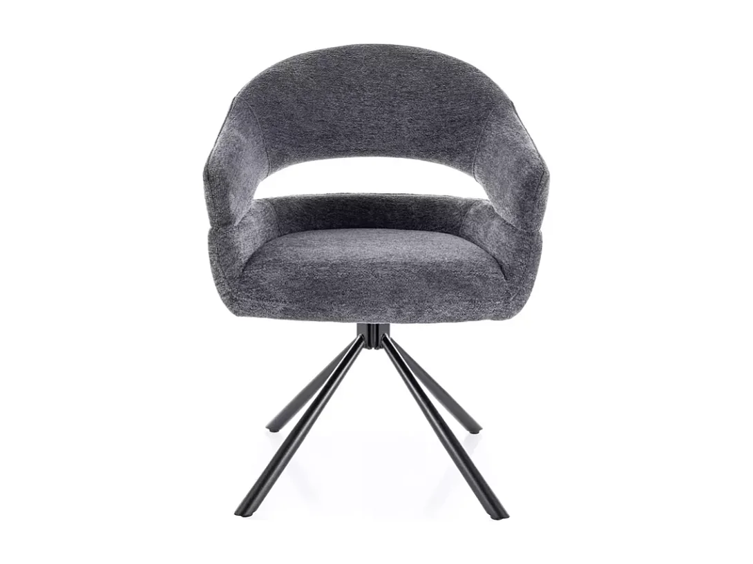 Chaise pivotante en tissu doux gris foncé avec accoudoirs design, rotation 180° MASEE
