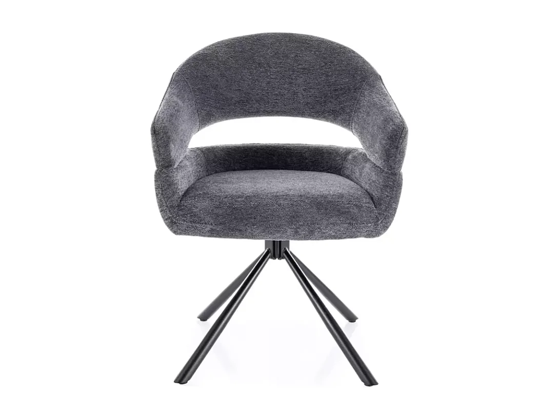 Chaise pivotante en tissu doux gris foncé avec accoudoirs design, rotation 180° MASEE