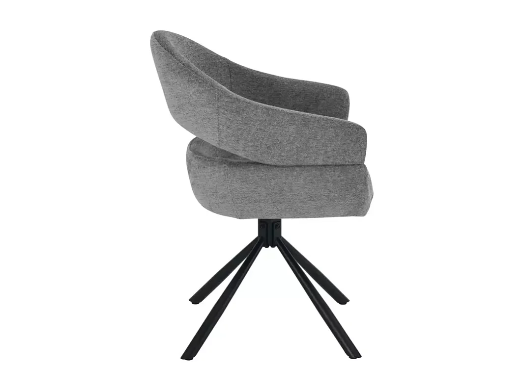 Chaise pivotante en tissu doux gris foncé avec accoudoirs design, rotation 180° MASEE