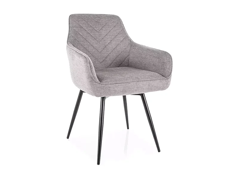 Chaise grise en tissu avec pieds noir et retour auto FILIPE moderne