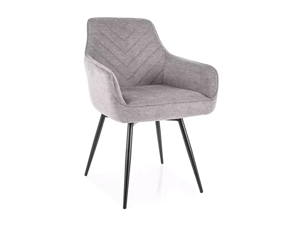 Chaise grise en tissu avec pieds noir et retour auto FILIPE moderne