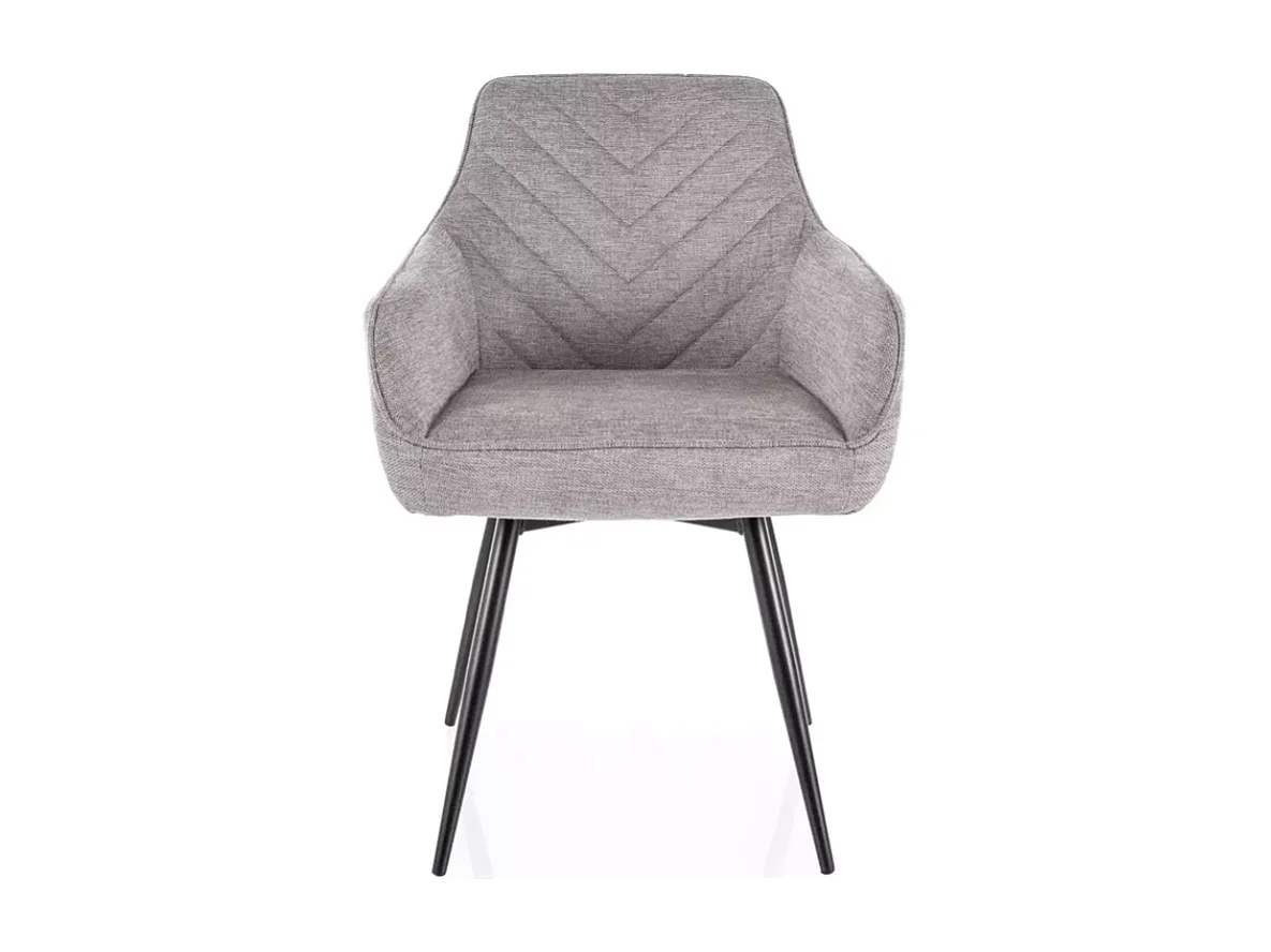 Chaise grise en tissu avec pieds noir et retour auto FILIPE moderne