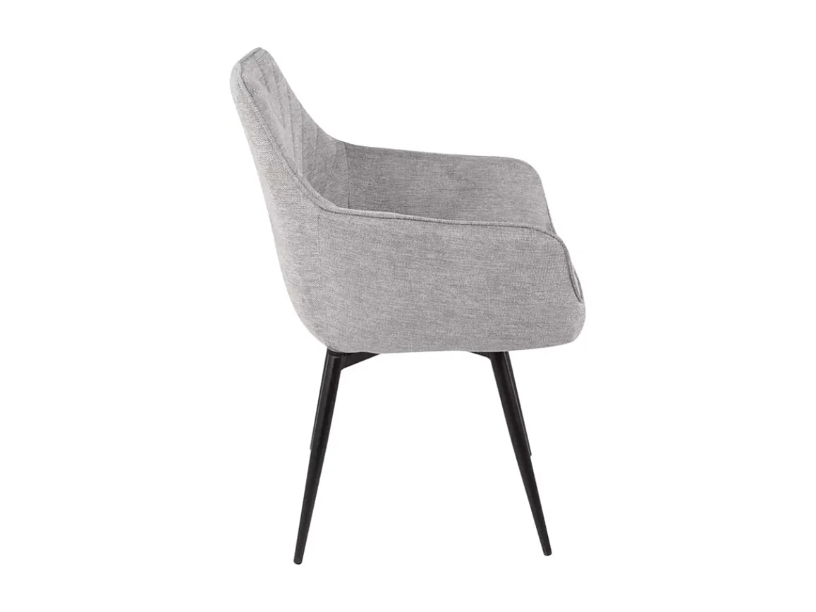 Chaise grise en tissu avec pieds noir et retour auto FILIPE moderne