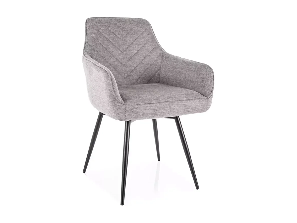 Chaise grise en tissu avec pieds noir et retour auto FILIPE moderne