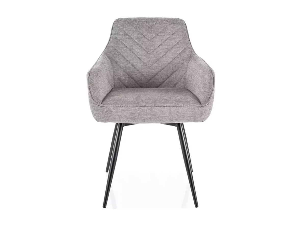 Chaise grise en tissu avec pieds noir et retour auto FILIPE moderne