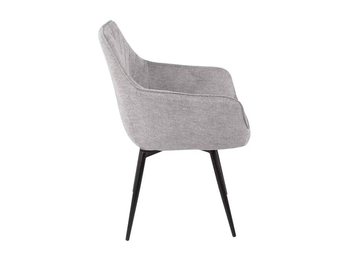 Chaise grise en tissu avec pieds noir et retour auto FILIPE moderne