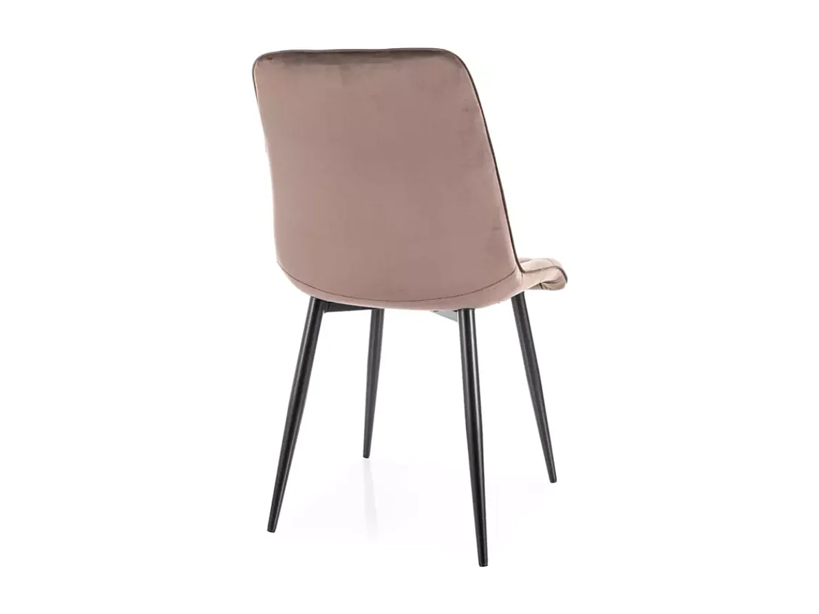 Chaise velours cappuccino pieds métal noir mat confort raffiné TIRRES