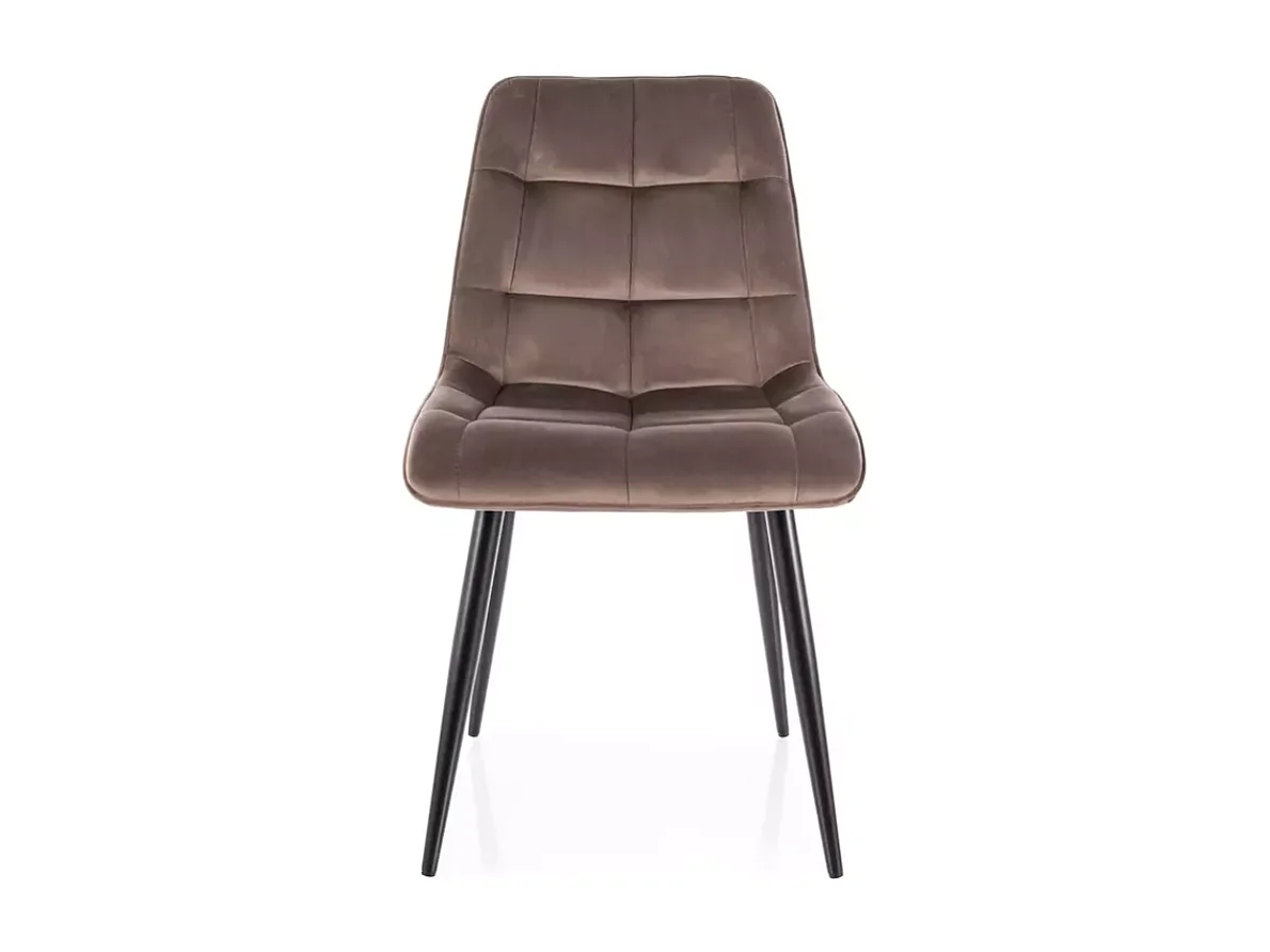 Chaise velours cappuccino pieds métal noir mat confort raffiné TIRRES