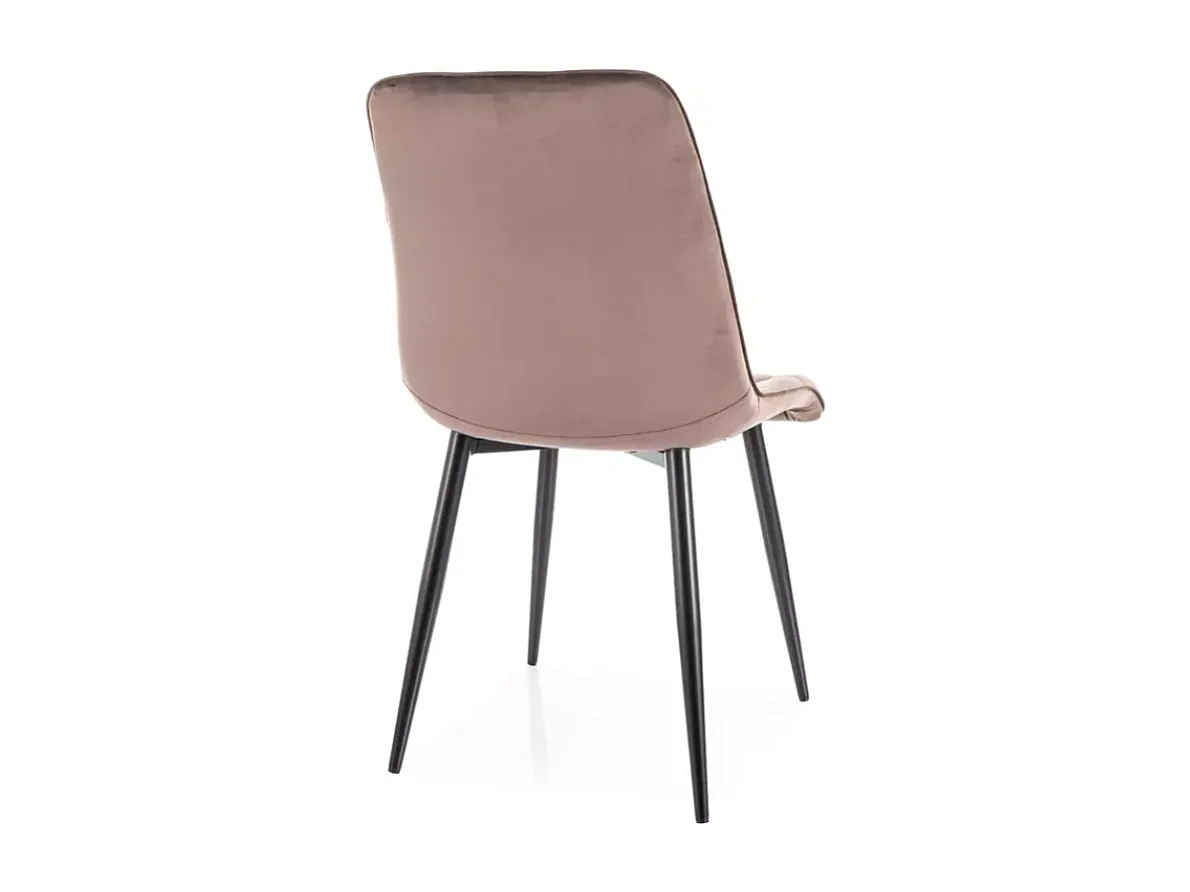 Chaise velours cappuccino pieds métal noir mat confort raffiné TIRRES