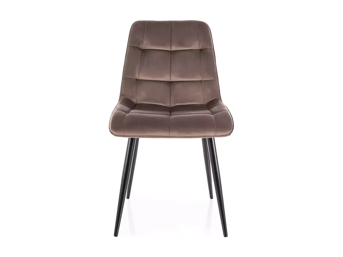 Chaise velours cappuccino pieds métal noir mat confort raffiné TIRRES