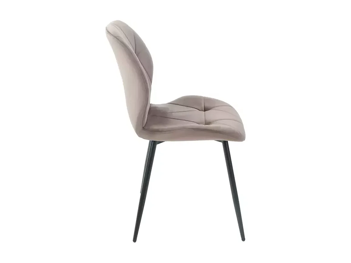 Chaise velours cappuccino piètement noir mat design géométrique élégant et confort ROCKAY