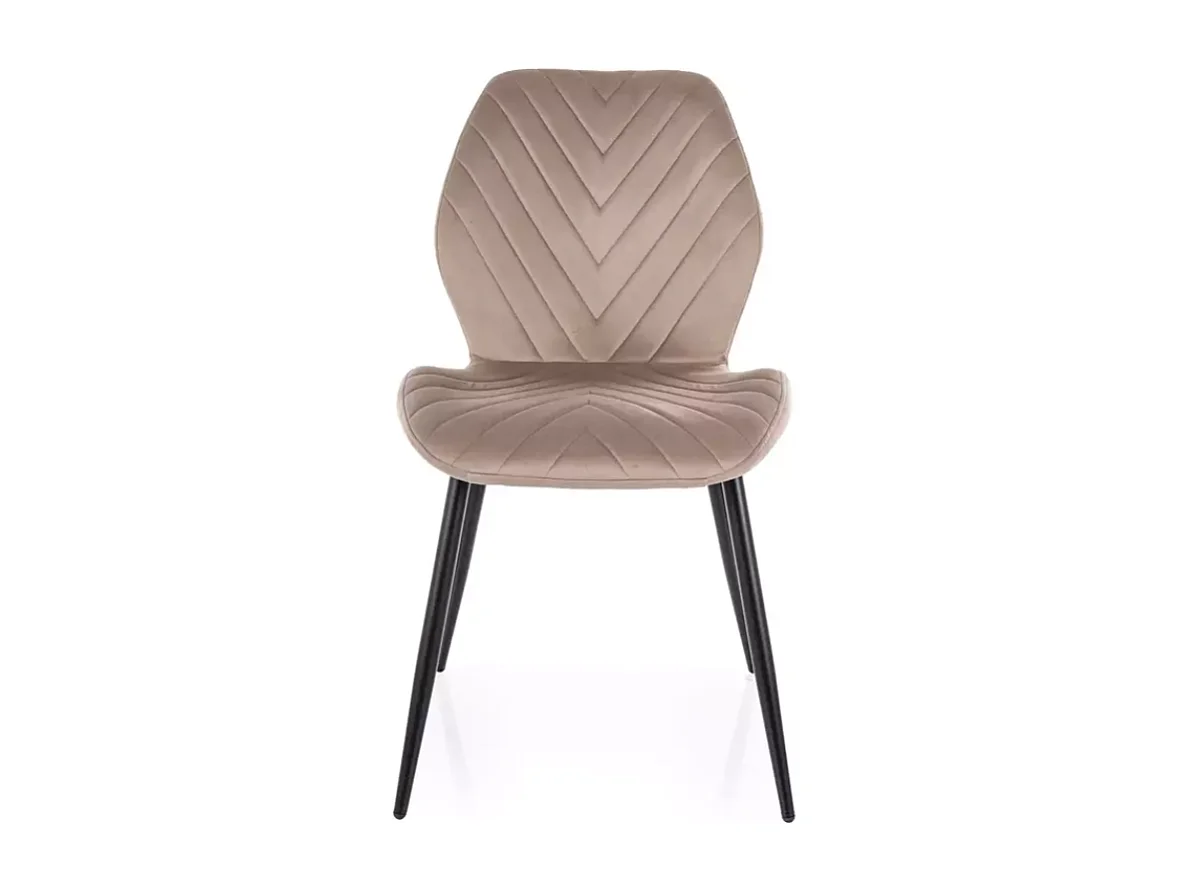 Chaise en velours couleur beige avec pieds métal noir mat collection MONARK