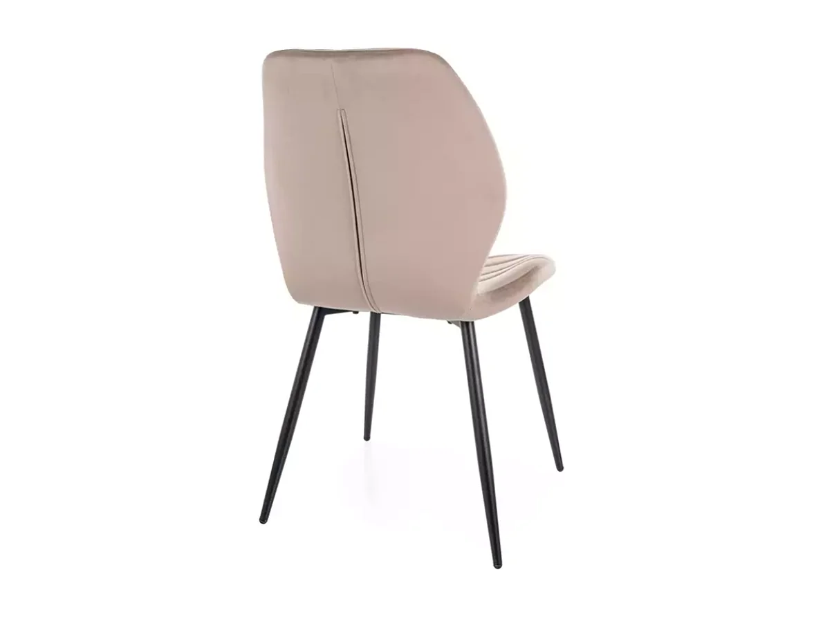 Chaise en velours couleur beige avec pieds métal noir mat collection MONARK