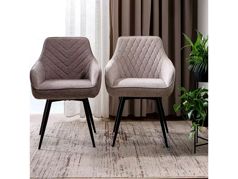 Chaise beige pivotante avec retour automatique et tissu FILIPE, pieds noir