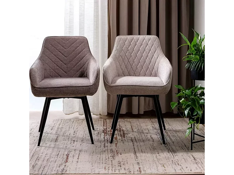 Chaise beige pivotante avec retour automatique et tissu FILIPE, pieds noir