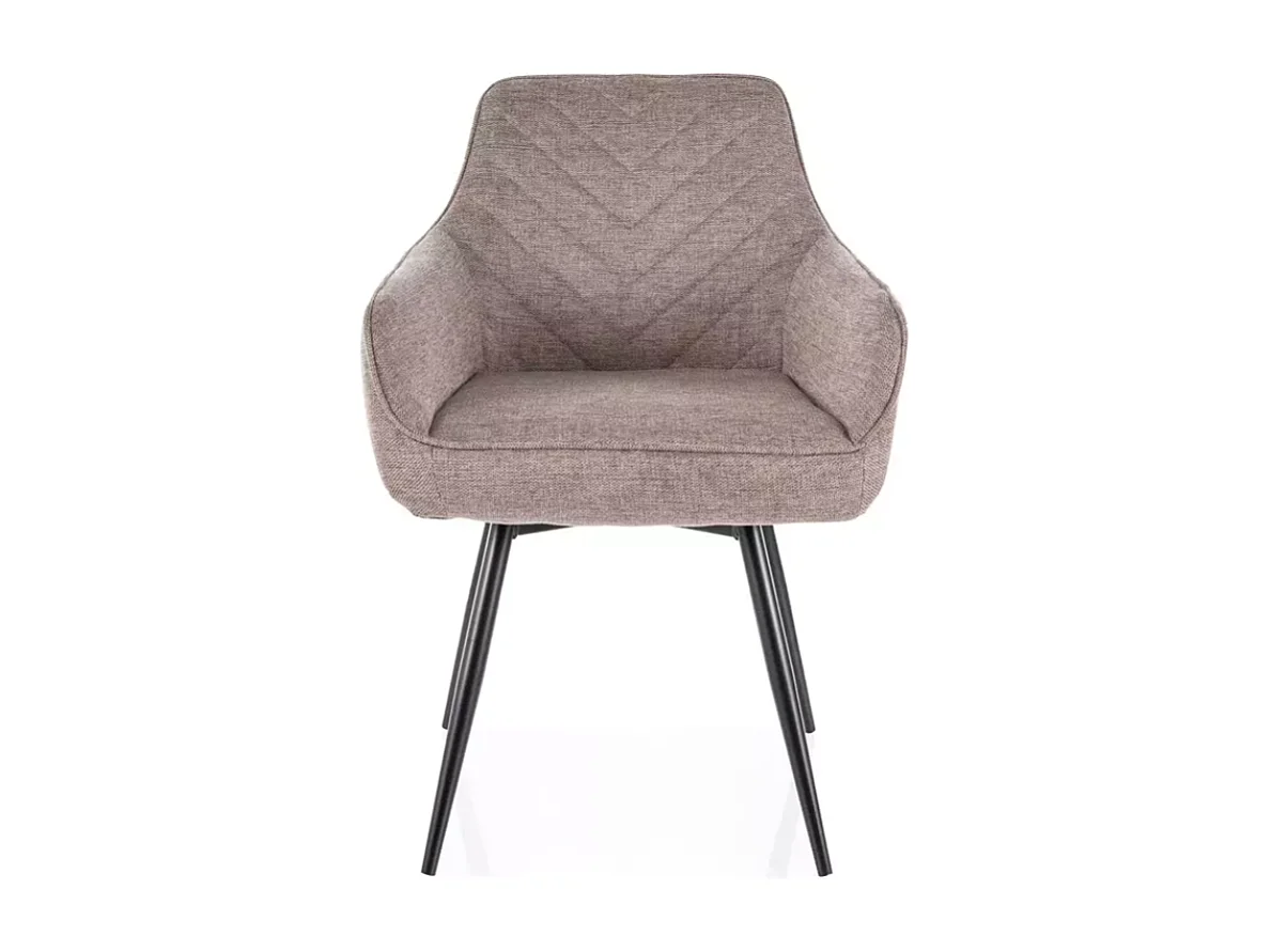 Chaise beige pivotante avec retour automatique et tissu FILIPE, pieds noir