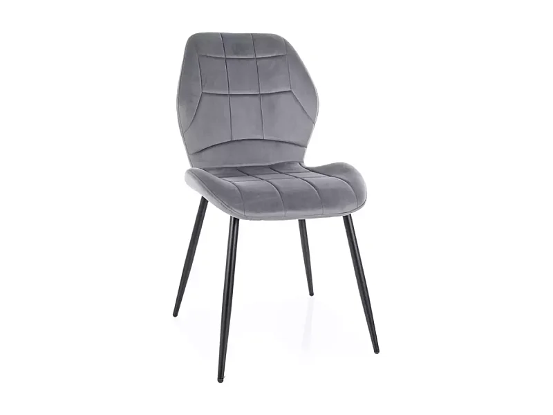 Chaise velours gris structure métal noir mat assise accueillante ligne actuelle NEPTYN