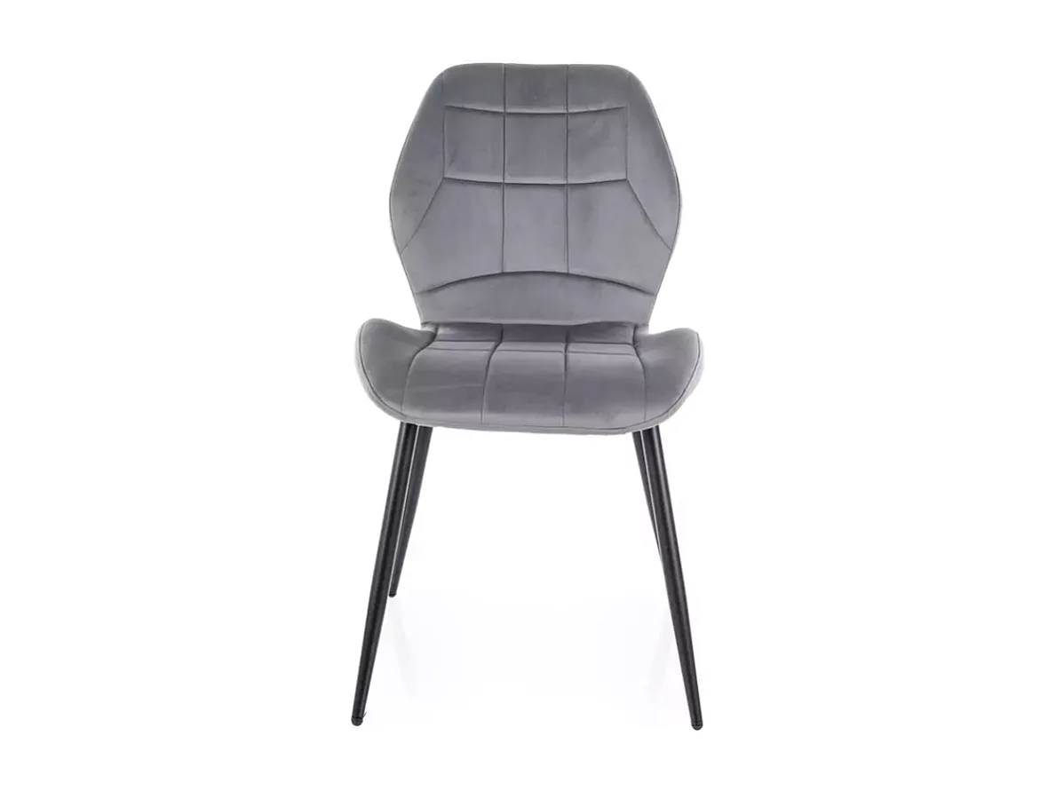 Chaise velours gris structure métal noir mat assise accueillante ligne actuelle NEPTYN