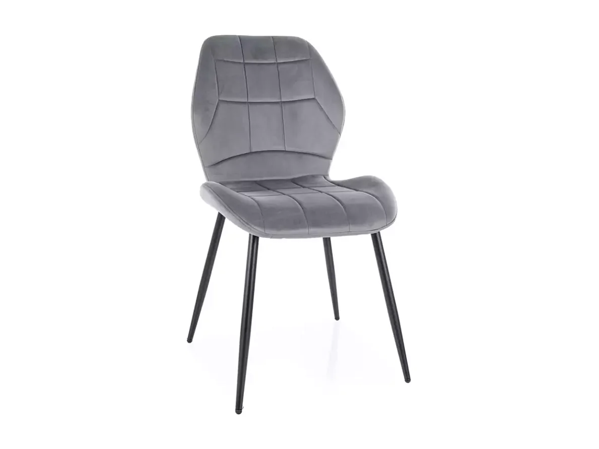 Chaise velours gris structure métal noir mat assise accueillante ligne actuelle NEPTYN