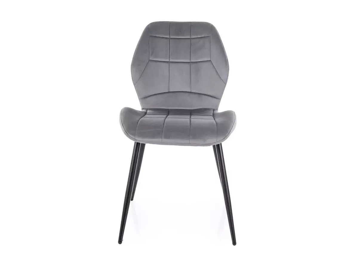 Chaise velours gris structure métal noir mat assise accueillante ligne actuelle NEPTYN