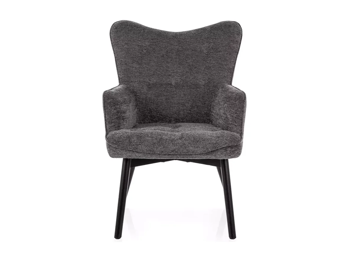 Chaise design en tissu gris, assise confortable et pieds bois noir SALYNE