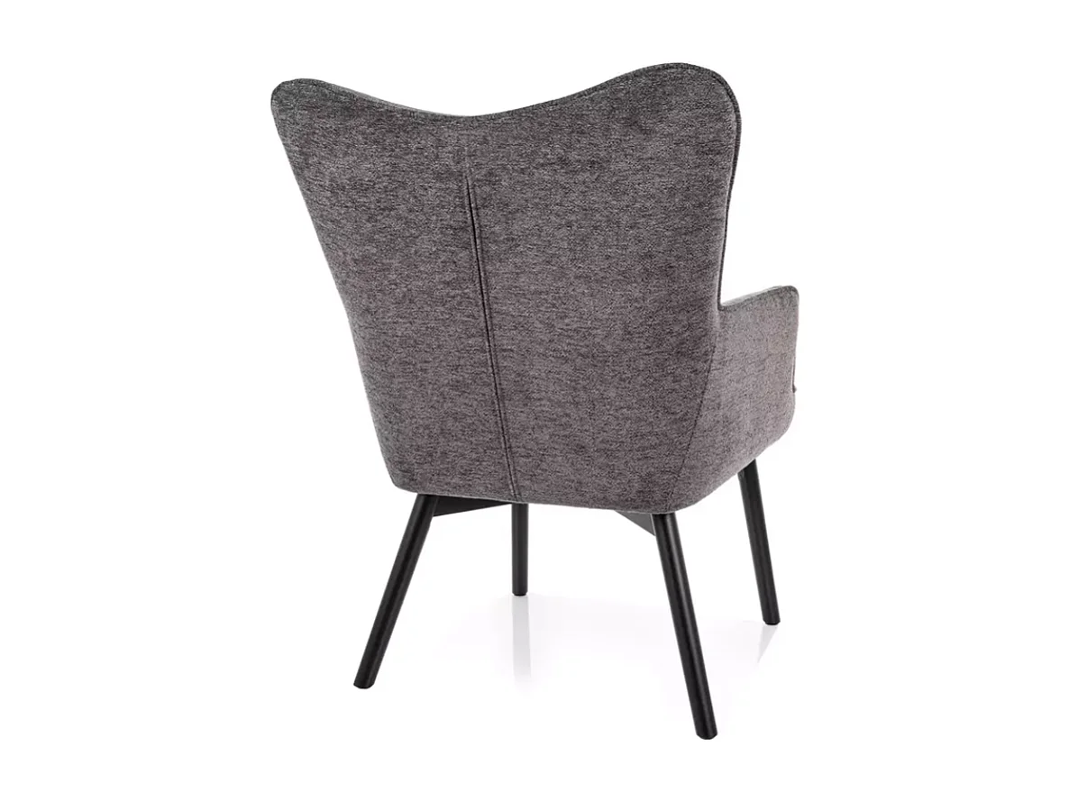 Chaise design en tissu gris, assise confortable et pieds bois noir SALYNE